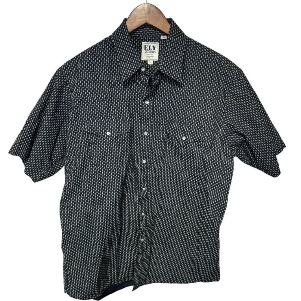 Ely Cattleman Black Button Front Size Large